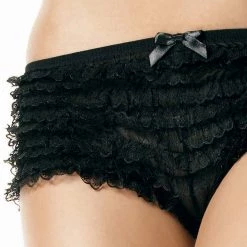Leg Avenue APPAREL Lace Ruffle Panties In Black