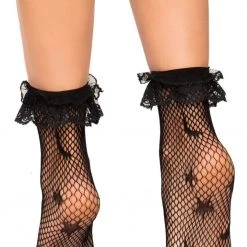 Leg Avenue ACCESSORIES Galaxy Net Ruffle Ankle Socks