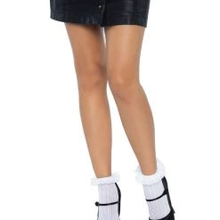 Leg Avenue HOSIERY White Crochet Anklet With Ruffle Trim