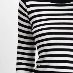MAK APPAREL Black & White Striped Crew Neck Sweater