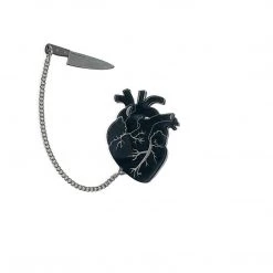 ACCESSORIES Black Stabbed Heart Brooch By Vinca