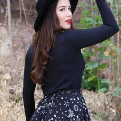 Retrolicious Mock Turtleneck Top In Black APPAREL
