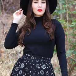 Retrolicious Mock Turtleneck Top In Black APPAREL