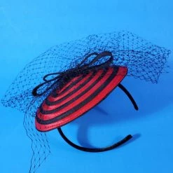 Jeanne Simmons Black & Red Spiral Fascinator Headband