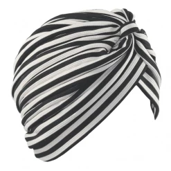 Black & White Striped Turban From Unique Vintage