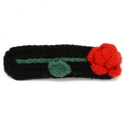 Girly Accessories Red Rose Snap Barrette - Black