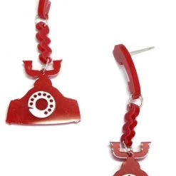 Girly Accessories Retro Telephone Dangle Earrings - Red NEW ARRIVALS
