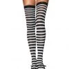 Leg Avenue HOSIERY Striped Thigh Highs In Black & White