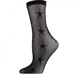 MeMoi Black Net Crew Sock - Stars ACCESSORIES