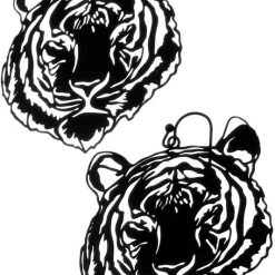 Girly Accessories Tiger Face Dangle Earrings In Black