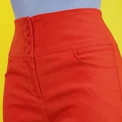 Chocolate USA Four Button High-Waist Shorts - Red