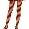 Leg Avenue Striped Tights In Black & Orange
