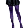 Leg Avenue Striped Tights In Black & Purple