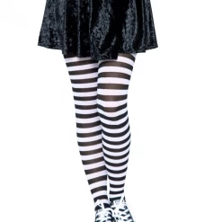 Leg Avenue Striped Tights In Black & White HOSIERY
