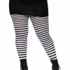 Leg Avenue Plus Size Striped Tights In Black & White XL & LARGER