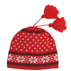 Jeanne Simmons ACCESSORIES Red & White Knit Snowflake Beanie