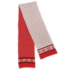 Jeanne Simmons Red & White Knit Snowflake Scarf ACCESSORIES