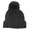 Jeanne Simmons ACCESSORIES Black Chunky Knit Pom-Pom Beanie