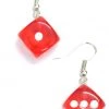 Girly Accessories Resin Dice Dangle Earrings - Red