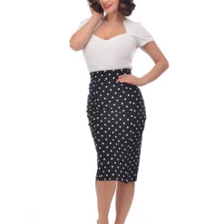 Steady Clothing Polka Dot Pencil Skirt In Black & White APPAREL