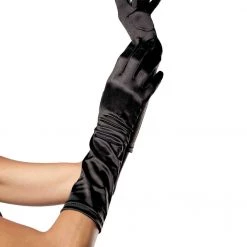 Leg Avenue ACCESSORIES Long Stretch Satin Gloves In Black