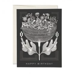 Red Cap Cards Botanical Goth Birthday Greeting Card FLOWERS