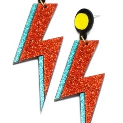 Girly Accessories Glitter Acrylic Lightning Bolt Drop Earrings