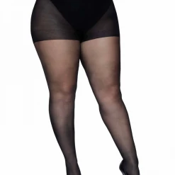 Leg Avenue Plus Size Sheer Backseam Pantyhose In Black XL & LARGER