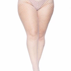 Leg Avenue XL & LARGER Plus Size Industrial Fishnet Pantyhose In White