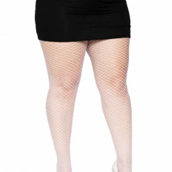 Leg Avenue XL & LARGER Plus Size Industrial Fishnet Pantyhose In White