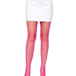 Leg Avenue Industrial Fishnet Pantyhose In Neon Pink HOSIERY