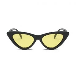 Cramilo Eyewear ACCESSORIES Cat Eye Sunglasses Black With Yellow Lens