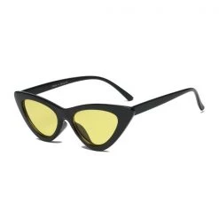 Cramilo Eyewear ACCESSORIES Cat Eye Sunglasses Black With Yellow Lens