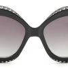 Cramilo Eyewear Oversized Round Cat Eye Embellished Sunglasses - Black