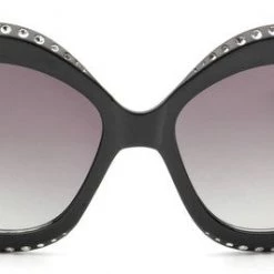 Cramilo Eyewear Oversized Round Cat Eye Embellished Sunglasses - Black