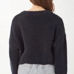 Love Tree Soft & Fuzzy Long Sleeve Sweater In Black SWEATERS