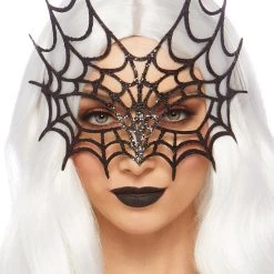 Leg Avenue Black Glitter Die-Cut Spiderweb Mask EVERYDAY IS HALLOWEEN