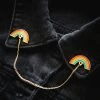 Ectogasm Rainbow Enamel Collar Pin Set With Gold Chain