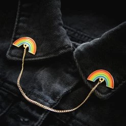 Ectogasm Rainbow Enamel Collar Pin Set With Gold Chain