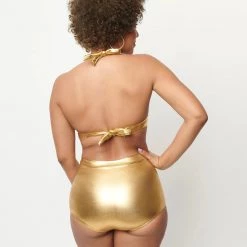 Unique Vintage Monroe Bikini Top In Gold APPAREL