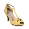 Bettie Page Shoes Claire Kitten Heels In Yellow - Size 6