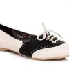 Bettie Page Shoes Bettie Page Halle Oxford Flat In Black & Cream - Size 6