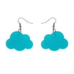 Erstwilder ACCESSORIES Essentials Cloud Dangle Earrings - Blue Glitter