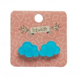Erstwilder ACCESSORIES Essentials Cloud Post Earrings - Blue Glitter
