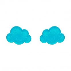 Erstwilder ACCESSORIES Essentials Cloud Post Earrings - Blue Glitter