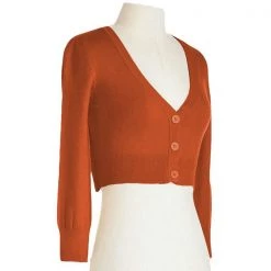 MAK Cropped Cardigan Clay Orange APPAREL
