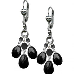 Glamware Jet Black Faceted Bead Cluster Dangle Earrings By Classic Hardware
