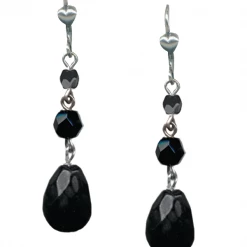 Classic Hardware ACCESSORIES Glamware Jet Black Faceted Bead Dangle Earrings