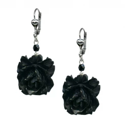 Classic Hardware Retrolite Rose Dangle Earrings In Black ACCESSORIES