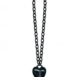 Classic Hardware ACCESSORIES Retrolite Keyhole Heart Necklace In Black